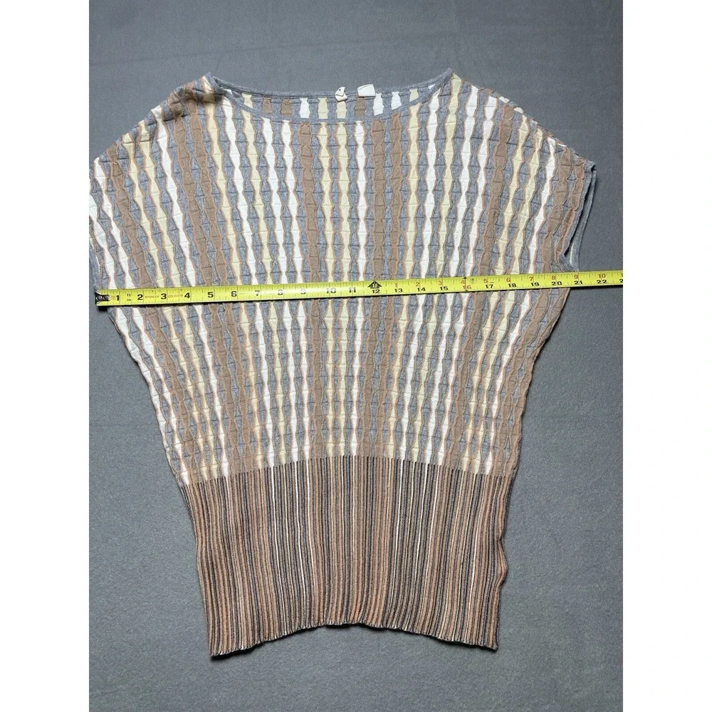 Women's M Sweater Top‎ Anthropologie Nessa Striped Smocked Gray Orange Wool Boho
